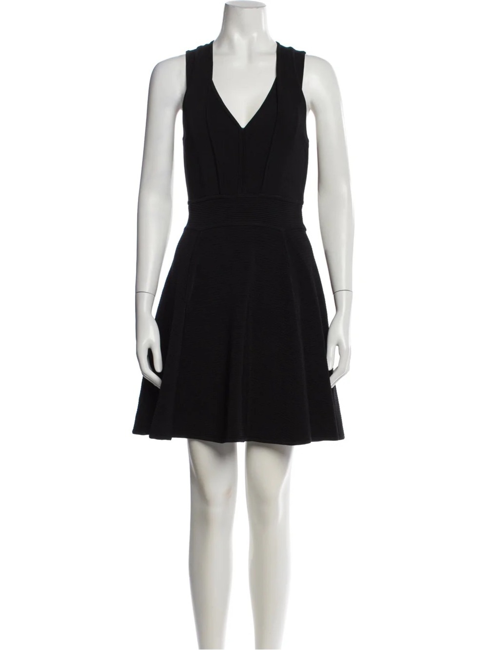 MILLY Black Ribbed Mini Dress